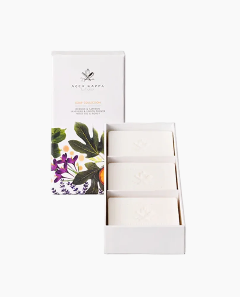 Coffret de savons - Figue blanche et miel, lavande et fleur de tilleul, orange et safran