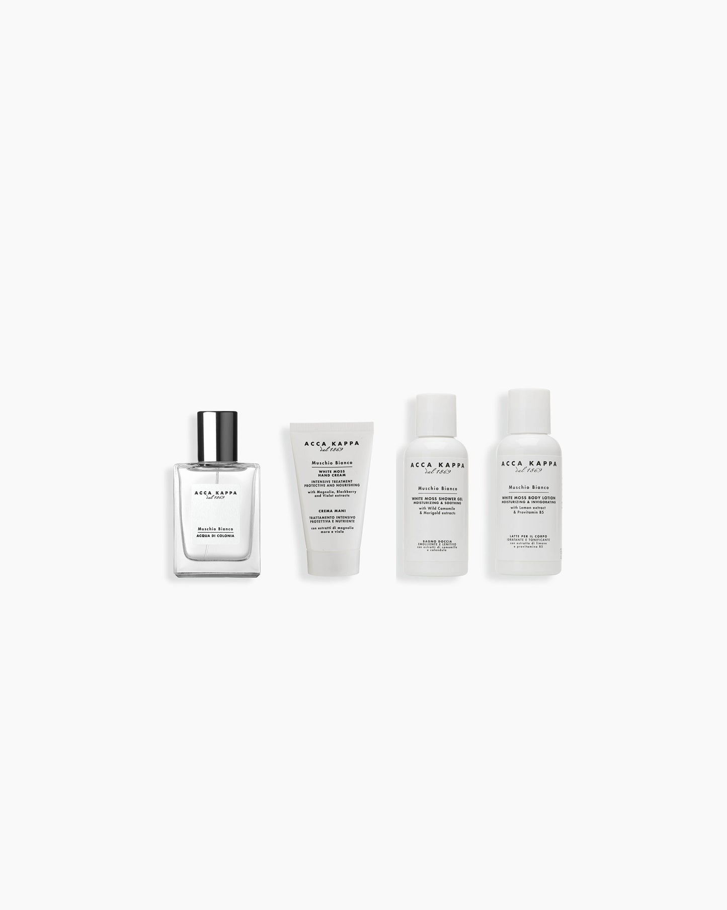 Ensemble cadeau White Moss - Eau de Cologne 50 ml, gel douche 100 ml, lotion pour le corps 100 ml et crème à mains